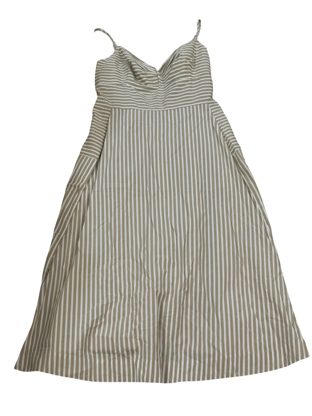 EUC Gibsonlook Women's Large Striped Spaghetti Strap Slip Dress - Beige/White